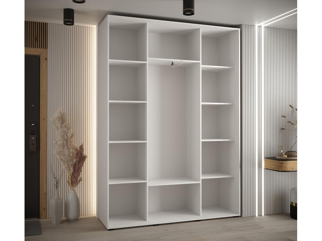 Sliding Door Wardrobe - Black Engineered Wood, W 63 x D 17.7 x H 92.5 in