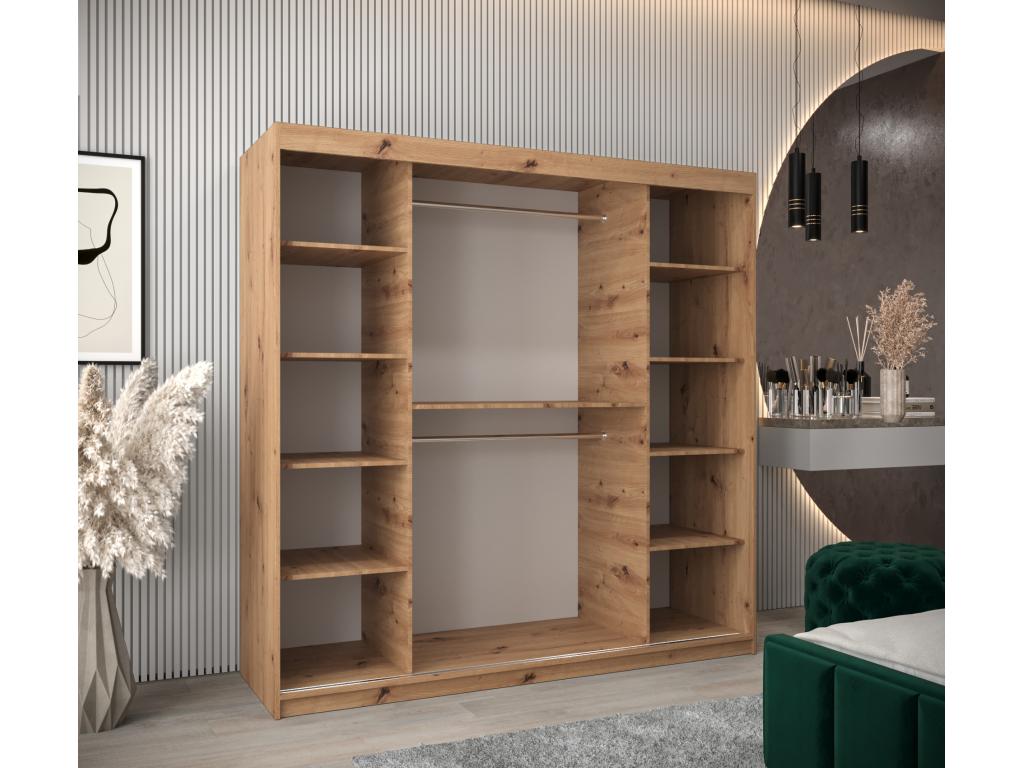 Sliding Door Wardrobe - Brown Engineered Wood, W 78.7 x D 24.4 x H 78.7 in