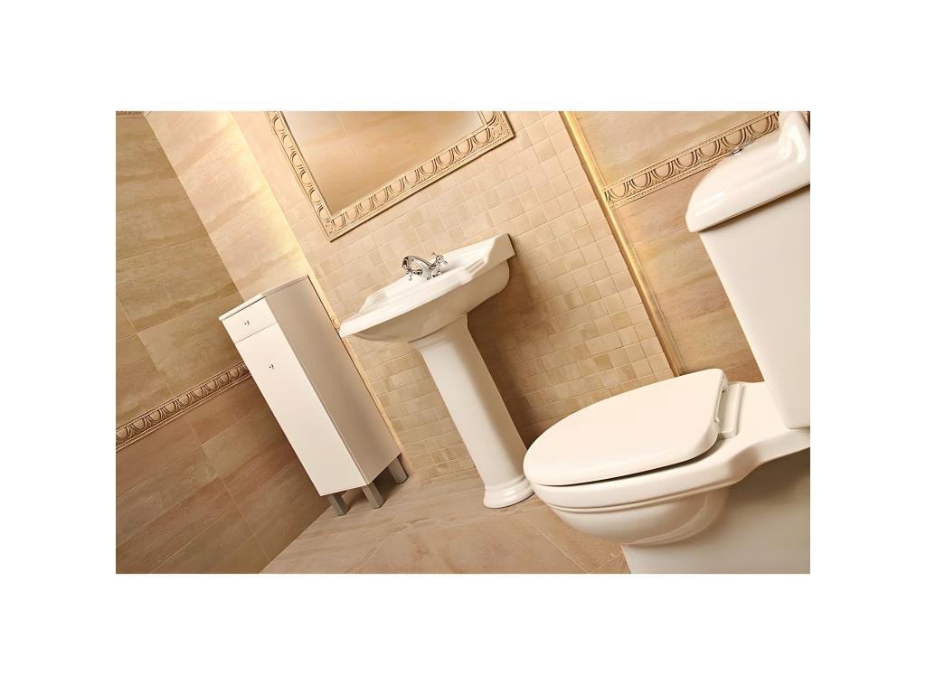 Retro Bathroom Faucet - White Ceramic, W 22.8 x D 19.3 x H 35 in
