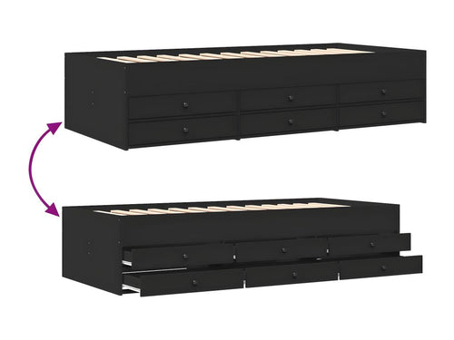 Bed - Black Engineered Wood, W 79.9 x D 40 x H 17.9 in