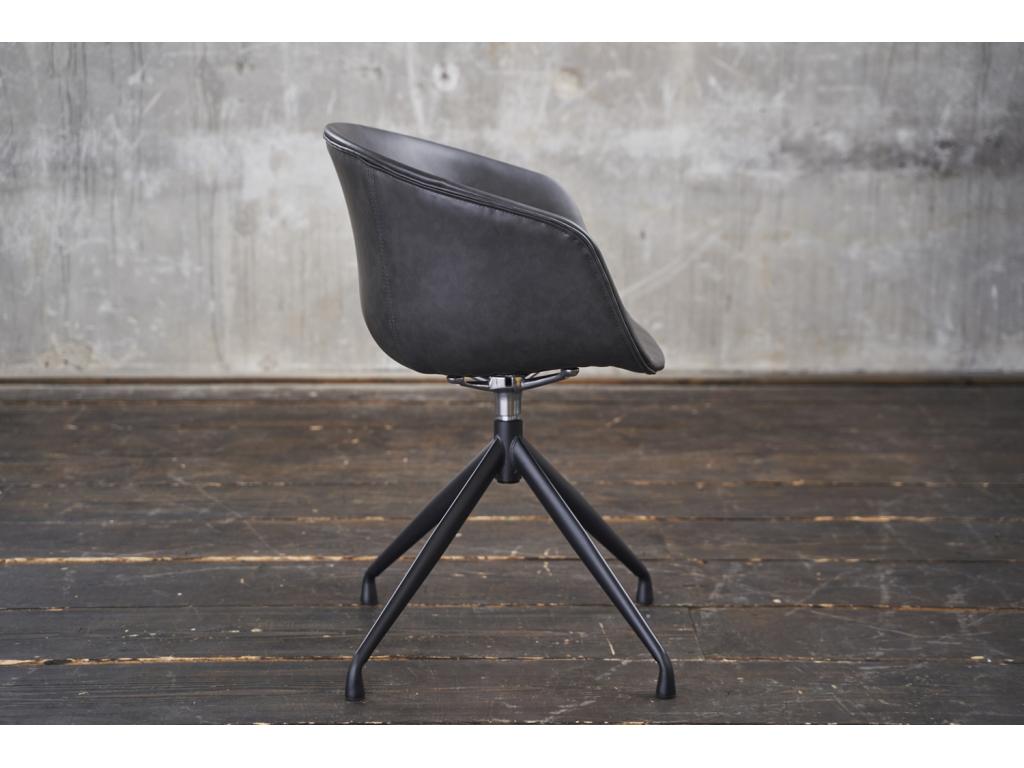 Armchair - Gray Faux Leather, W 23.6 x D 21.3 x H 31.9 in