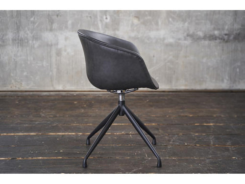 Armchair - Gray Faux Leather, W 23.6 x D 21.3 x H 31.9 in