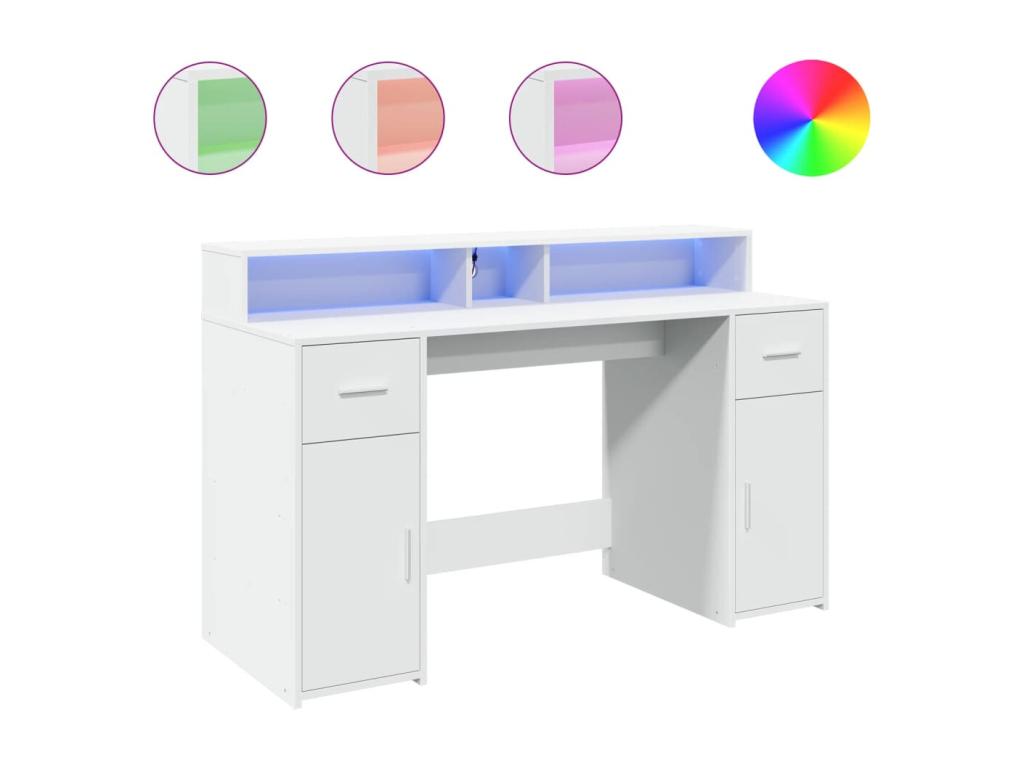 Desk - White Wood, W 55.1 x D 21.7 x H 35.8 in