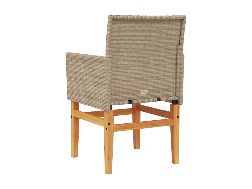 Set of 2 Chairs - Brown Rattan, W 21.7 x D 21.7 x H 14.6 in