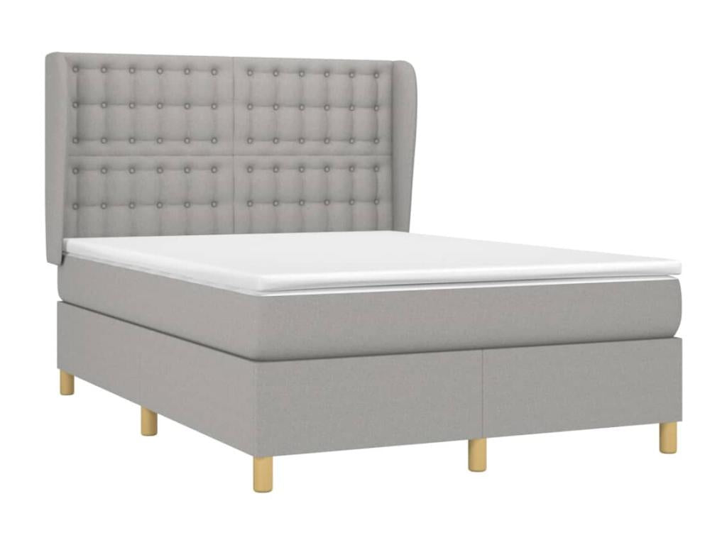 Bed Frame with Mattress - Gray Polyester Fabric, W 76 x D 57.9 x H 50.4 in