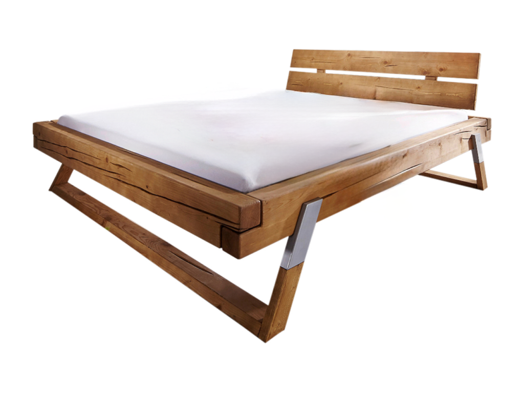 Bed - Brown Wood, W 87.4 x D 88.6 x H 34.3 in