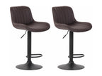 Set of 2 Stools - Brown Faux Leather, W 19.7 x D 19.7 x H 33.9 in