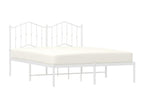 Bed Frame with Headboard - White Steel, W 77.2 x D 57.5 x H 38.6 in