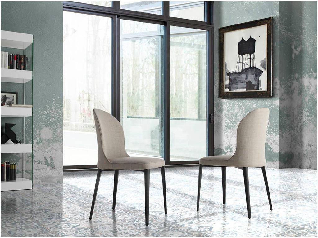 Set of 2 Chairs - Gray Polyester Fabric, W 21.3 x D 18.1 x H 33.9 in