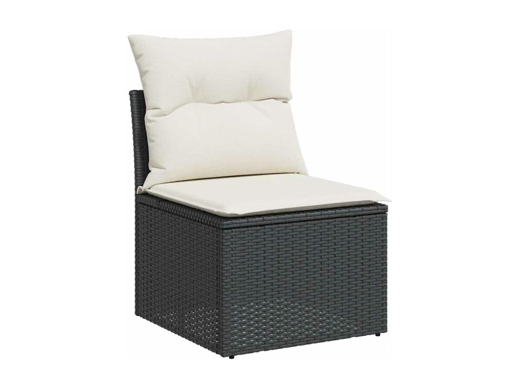 9-Piece Outdoor Patio Set with Cushions - Black Resin, W 24.4 x D 27.2 x H 24.4 in