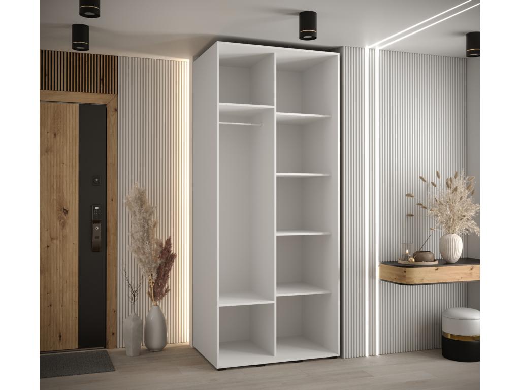 Sliding Door Wardrobe - Black Engineered Wood, W 43.3 x D 23.6 x H 92.5 in