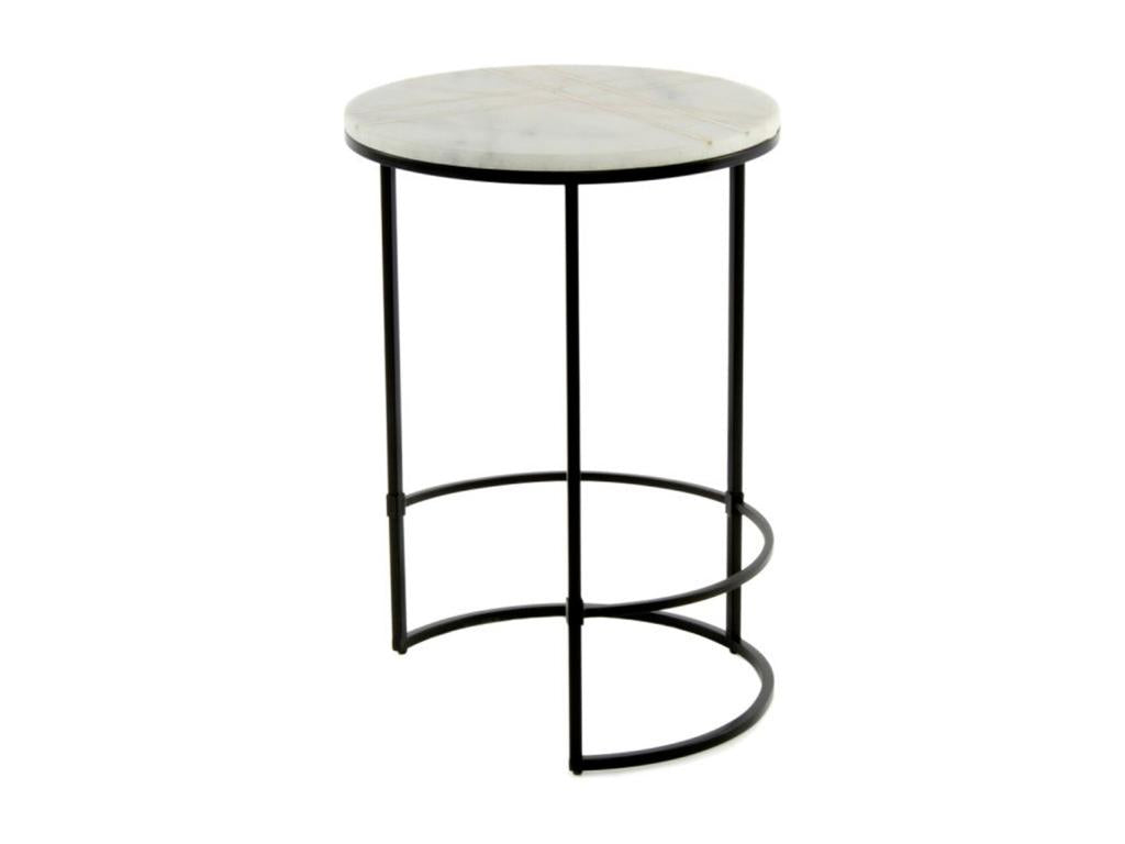 Table - White Marble, W 17.5 x D 17.5 x H 25.2 in