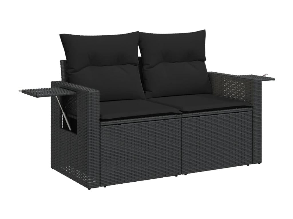 6-Piece Outdoor Patio Set with Cushions - Beige Resin, W 24.4 x D 24.4 x H 27.2 in
