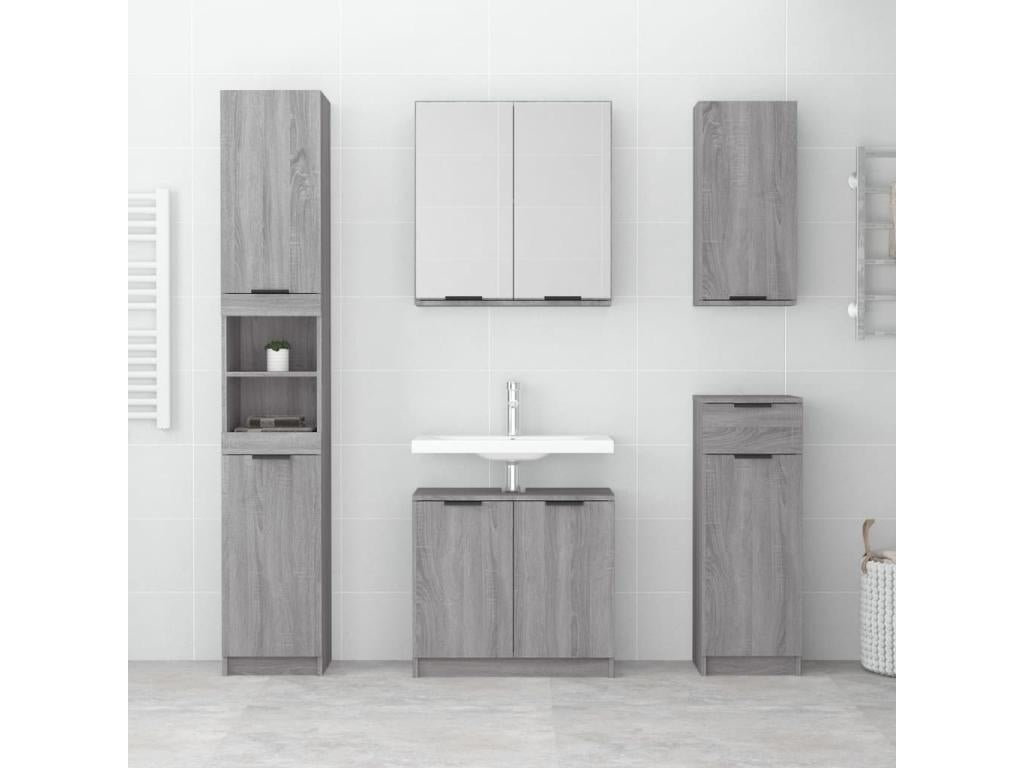 Wardrobe - Gray Wood, W 25.4 x D 13.2 x H 23.2 in