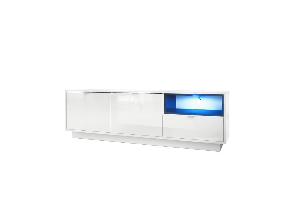 TV Stand with LED - White Engineered Wood, W 60.2 x D 15 x H 18.9 in