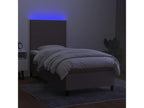 Bed Frame with Mattress with LED - Taupe Polyester Fabric, W 79.9 x D 39.4 x H 50.4 in