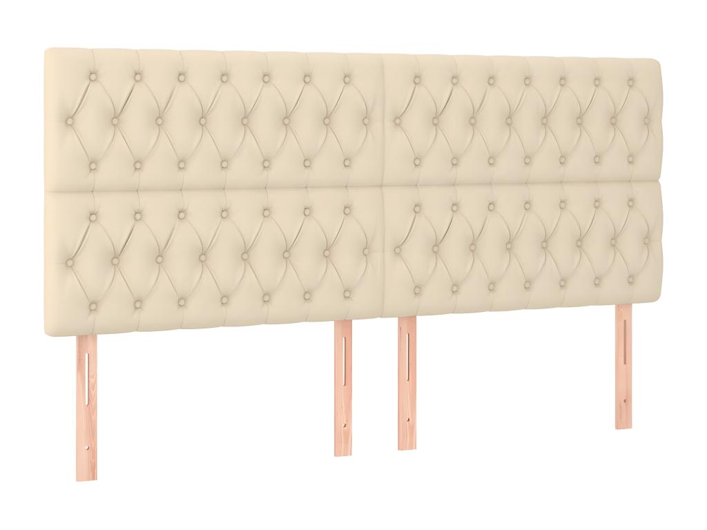 Set of 4 Beds - Creme Polyester Fabric, W 78.7 x D 2.8 x H 50.4 in