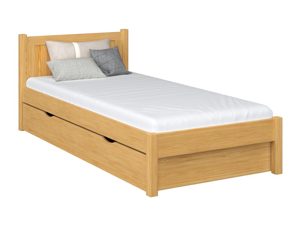 Bed - Natural Pine Wood, W 74 x D 38.6 x H 29.9 in
