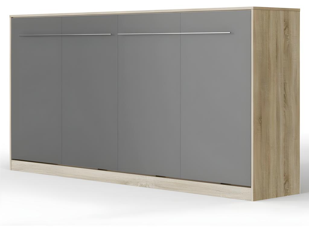 Bed - Gray Wood, W 35.4 x D 43.7 x H 78.7 in