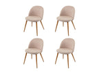 Set of 4 Dining Chairs - Beige Polyester Fabric, W 18.9 x D 18.1 x H 30.3 in