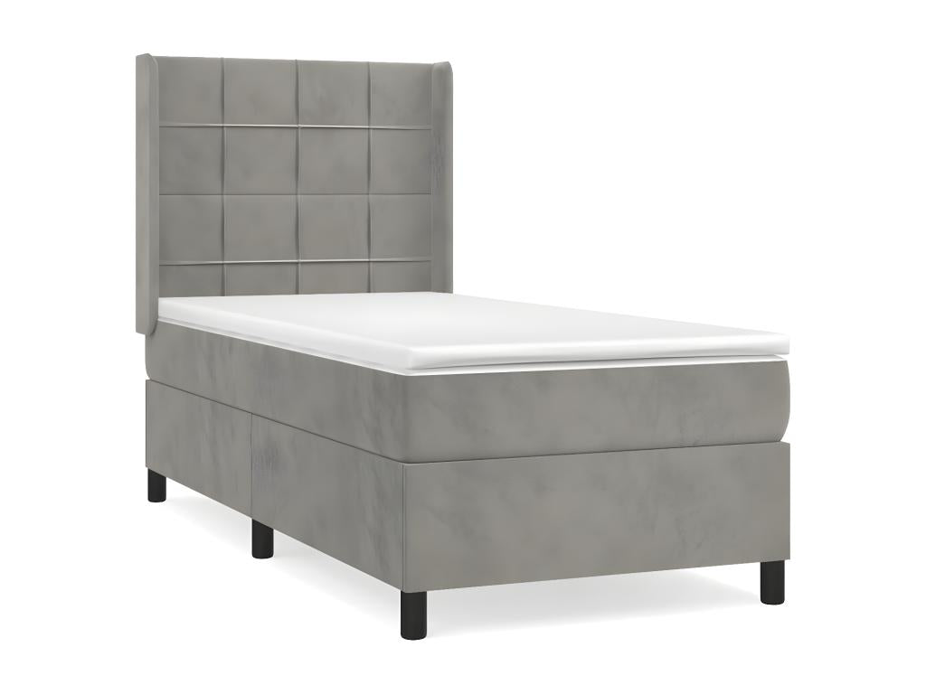 Bed Frame with Mattress - White Velvet, W 79.9 x D 40.6 x H 46.5 in