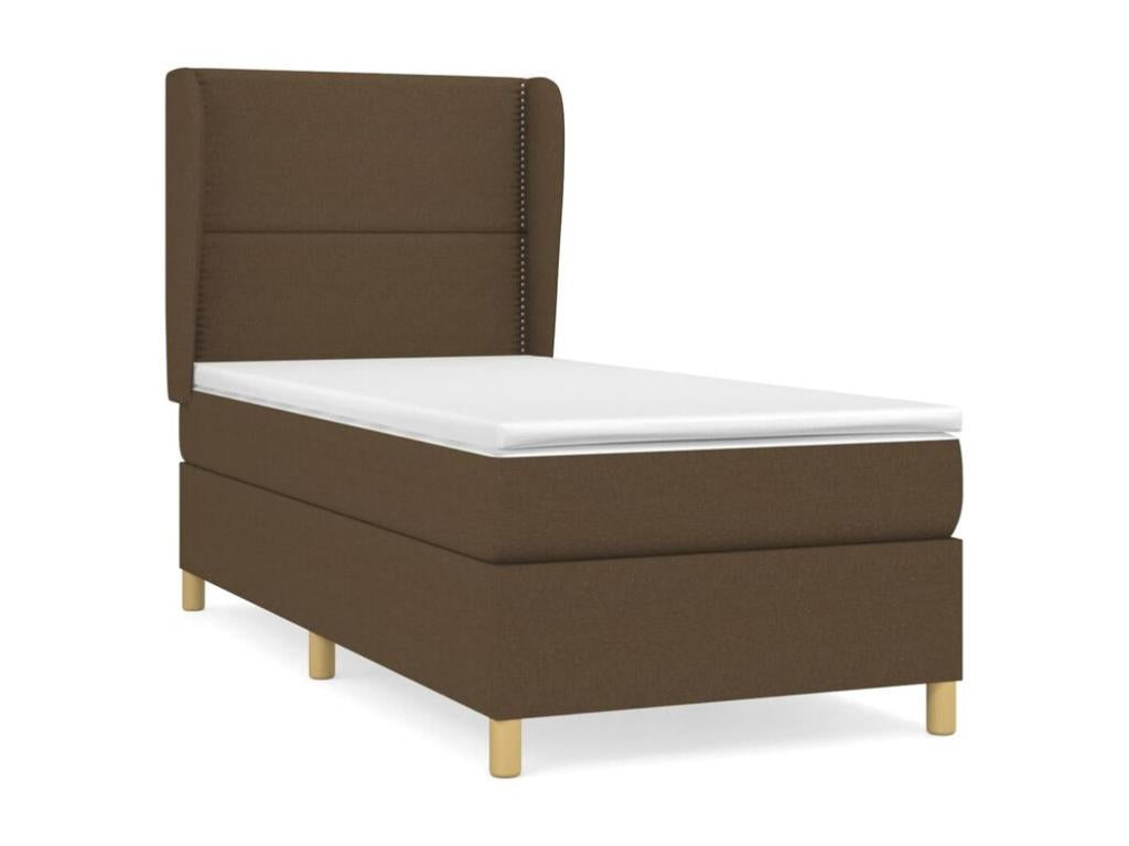 Bed Frame with Mattress - White Polyester Fabric, W 79.9 x D 40.6 x H 46.5 in