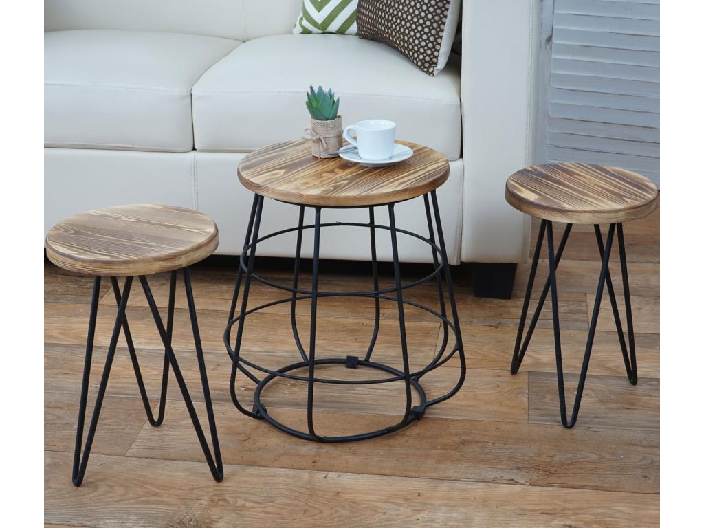 Table - Brown Wood, W 33.5 x D 13.8 x H 15.7 in