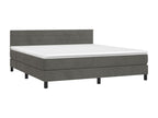 Bed Frame with Mattress - Gray Velvet, W 79.9 x D 63 x H 34.6 in