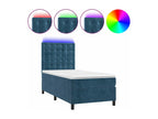Bed Frame with Mattress with LED - Dark Blue Wood, W 79.9 x D 31.5 x H 50.4 in