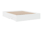 Bed Frame with Mattress - White Wood, W 79.9 x D 56.3 x H 12.6 in