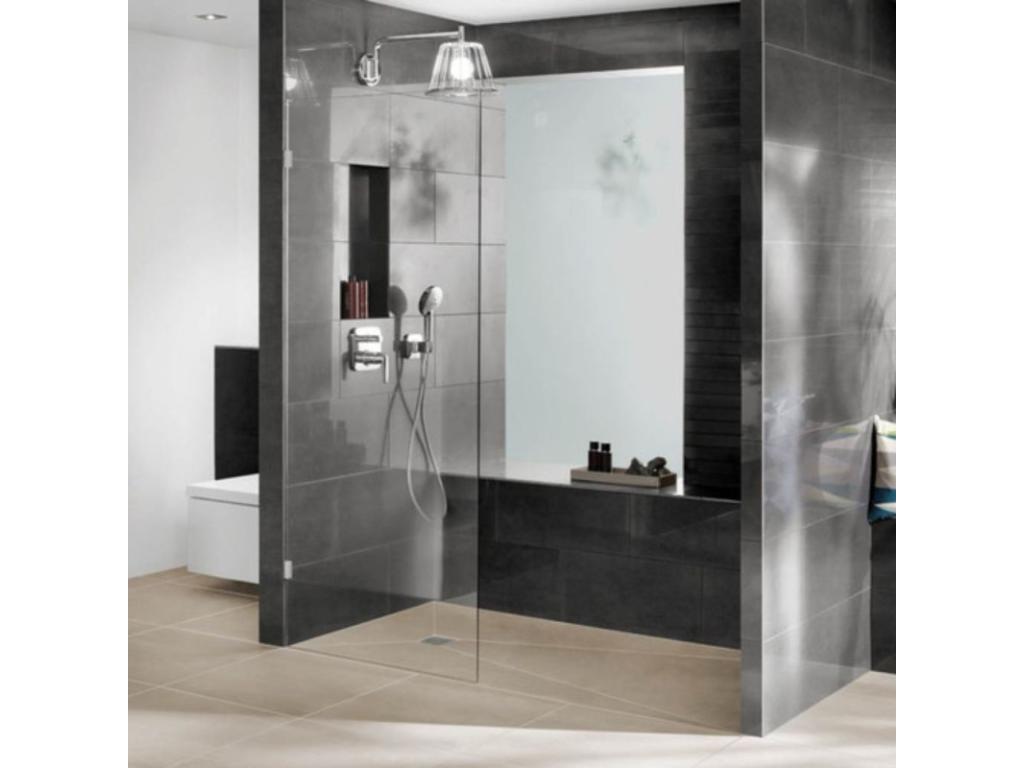 Shower Tray - Gray Resin, W 70.9 x D 35.4 x H 1.6 in