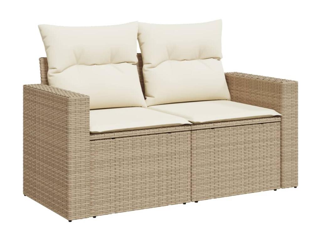 Set of 14 Outdoor Patio Sets with Cushions - Beige Resin, W 25.8 x D 24.4 x H 27.2 in