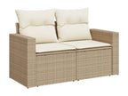 Set of 14 Outdoor Patio Sets with Cushions - Beige Resin, W 25.8 x D 24.4 x H 27.2 in