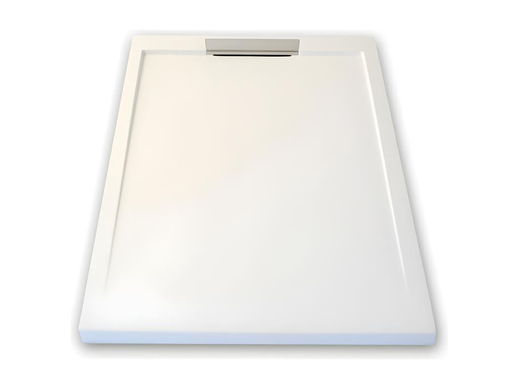 Shower Tray - White Resin, W 63 x D 27.6 x H 1.2 in