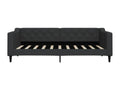 Bed - Black Polyester Fabric, W 83.9 x D 39.4 x H 26.4 in
