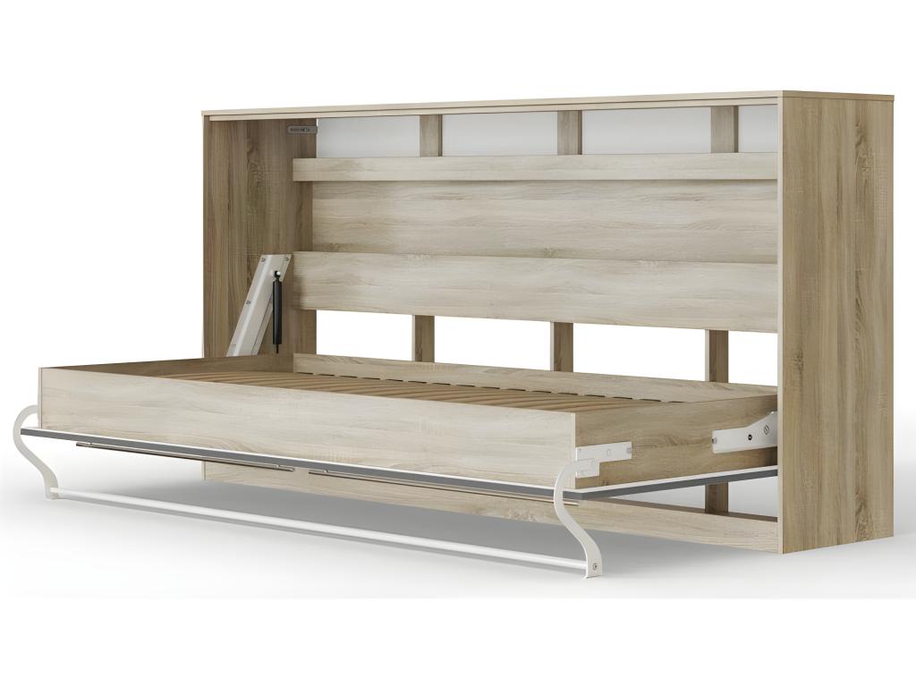 Bed - Gray Wood, W 35.4 x D 43.7 x H 78.7 in