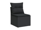 8-Piece Outdoor Patio Set with Cushions - Black Resin, W 24.4 x D 24.4 x H 27.2 in