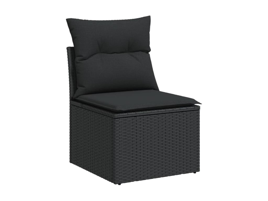 8-Piece Outdoor Patio Set with Cushions - Black Resin, W 24.4 x D 24.4 x H 27.2 in