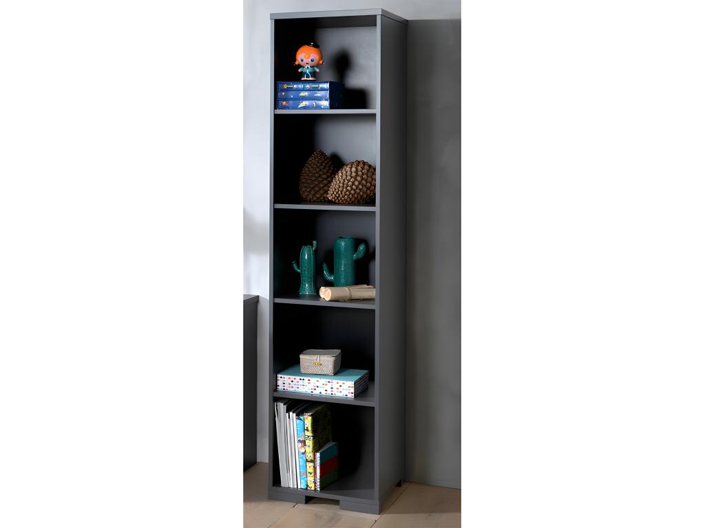 Bookcase - Gray Engineered Wood, W 16.3 x D 17.9 x H 76.9 in