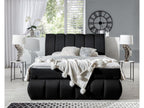 Bed Frame with Mattress - Black Fabric, W 63 x D 88.2 x H 49.6 in