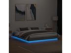 Bed with LED - Gray Wood, W 79.9 x D 72 x H 9.1 in