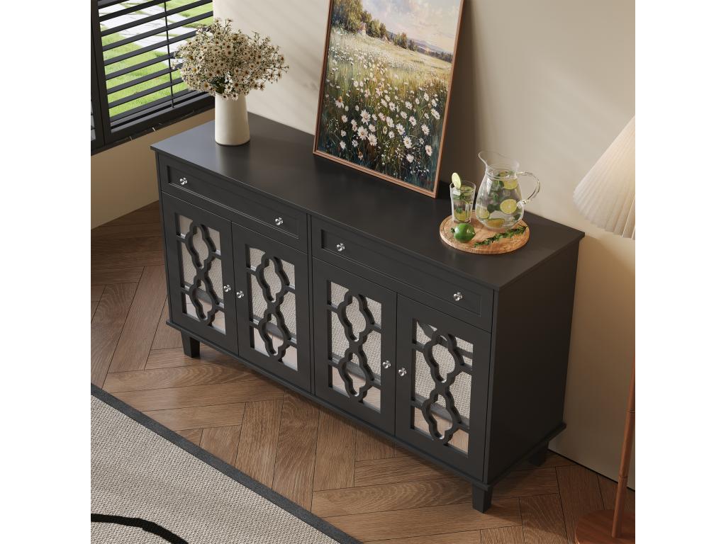 Sideboard - Black Engineered Wood, W 55.1 x D 15.7 x H 32.7 in
