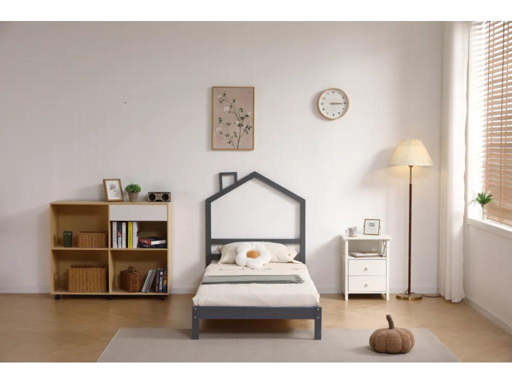 Bed - Gray Engineered Wood, W 35.4 x D 35.4 x H 47.2 in