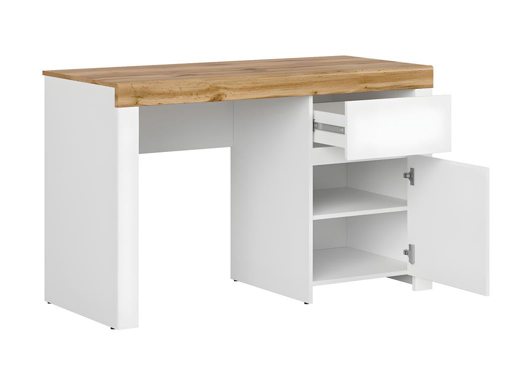 Desk - White Engineered Wood, W 51.2 x D 22 x H 32.3 in