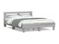 Bed Frame with Headboard - Gray Wood, W 76 x D 57.1 x H 27.6 in