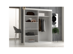 Sliding Door Wardrobe - White Engineered Wood, W 63 x D 24 x H 78.7 in
