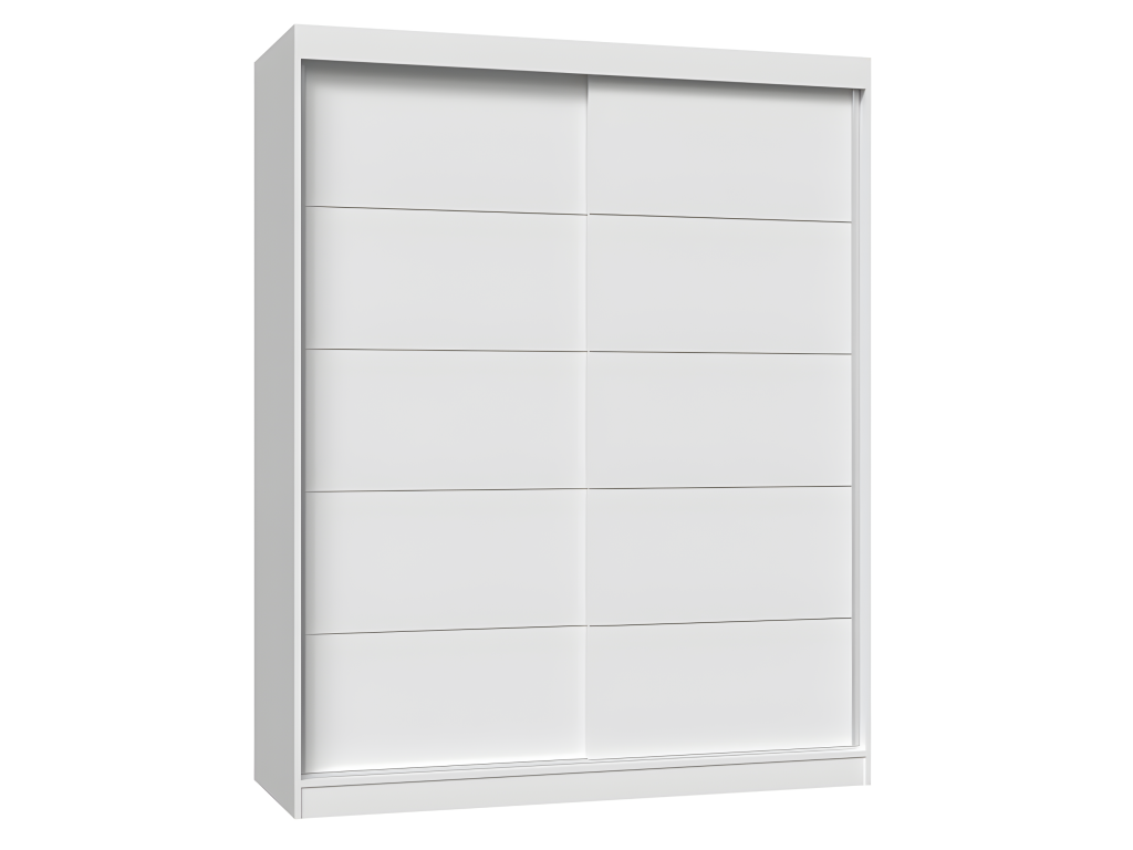 Sliding Door Wardrobe - White Engineered Wood, W 63 x D 24 x H 78.7 in