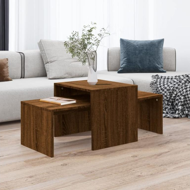 Coffee Table - Brown Wood, W 39.4 x D 18.9 x H 15.7 in