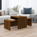Coffee Table - Brown Wood, W 39.4 x D 18.9 x H 15.7 in