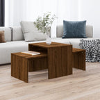Coffee Table - Brown Wood, W 39.4 x D 18.9 x H 15.7 in